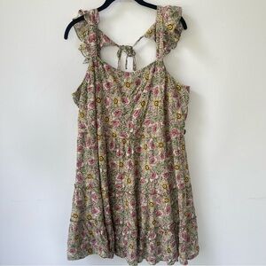 NWT Maurices Green Floral Open Back Mini Dress size XXL